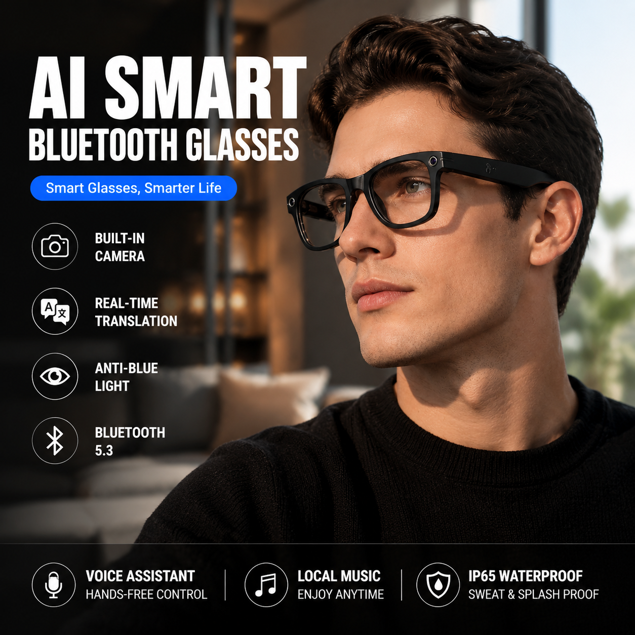 AI Smart Bluetooth Glasses Camera Translation | AJ King USA