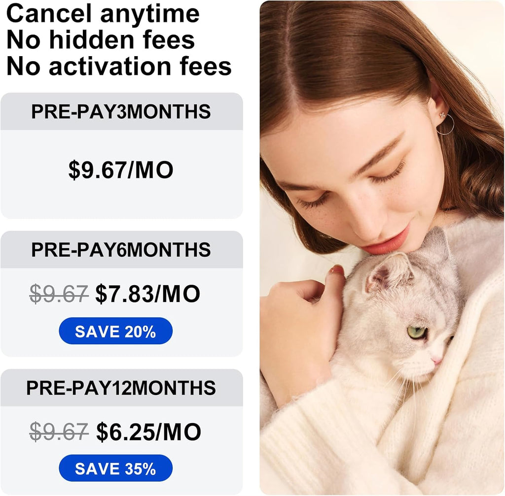 Dog GPS tracker subscription pricing plans: 3, 6, and 12 month prepay options
