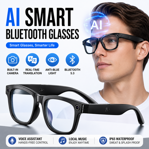 AI Smart Bluetooth Glasses Built-in Camera Real-Time Translation Anti-Blue Light