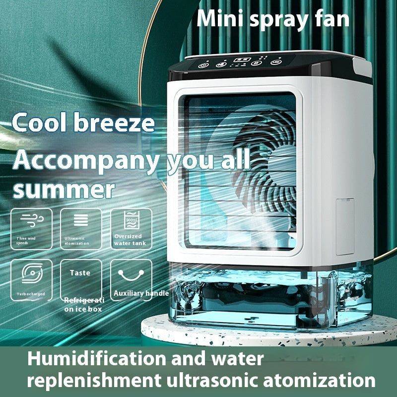 Desktop mini spray fan with three wind speeds and oversized 900mL water tank