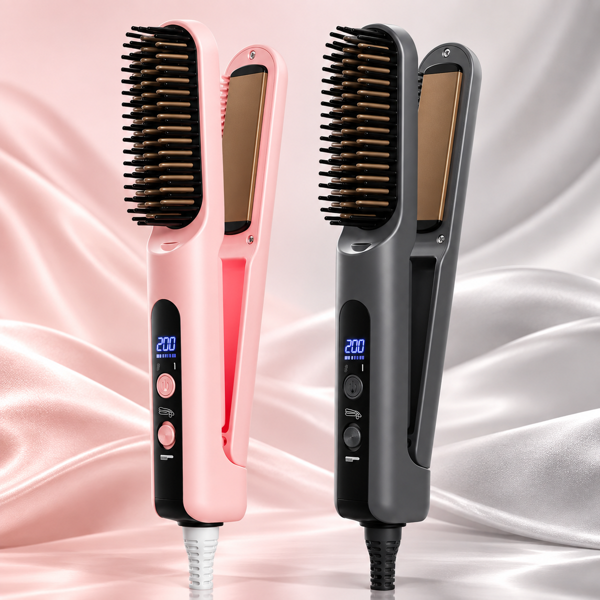 3-in-1 Curling and Straightening Iron One-Touch Styling Detachable Hair Protector 55W