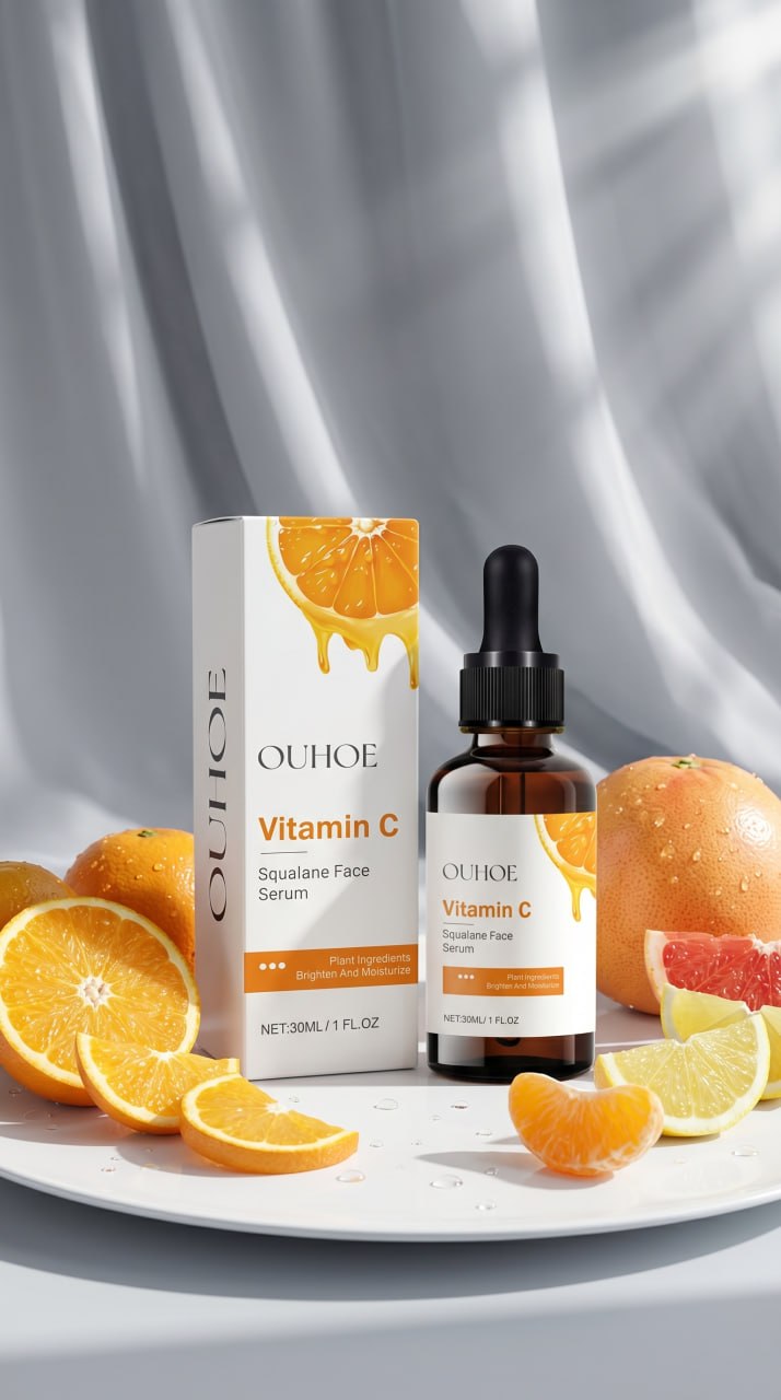 OUHOE Vitamin C Squalane Face Serum Brightening Hyaluronic Acid Collagen 30ml